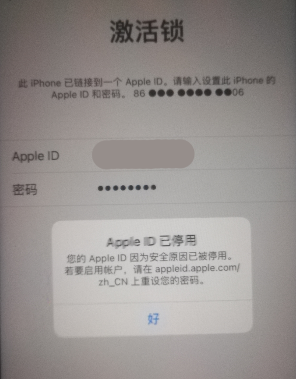 原州苹果手机维修分享iPhone 12 出现提示“Apple ID 已停用”怎么办 